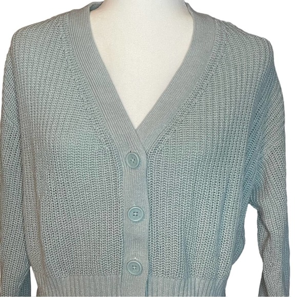 American Eagle Outfitters Sweaters - American Eagle Cropped Button Sweater light green turquoise long sleeve Size XS